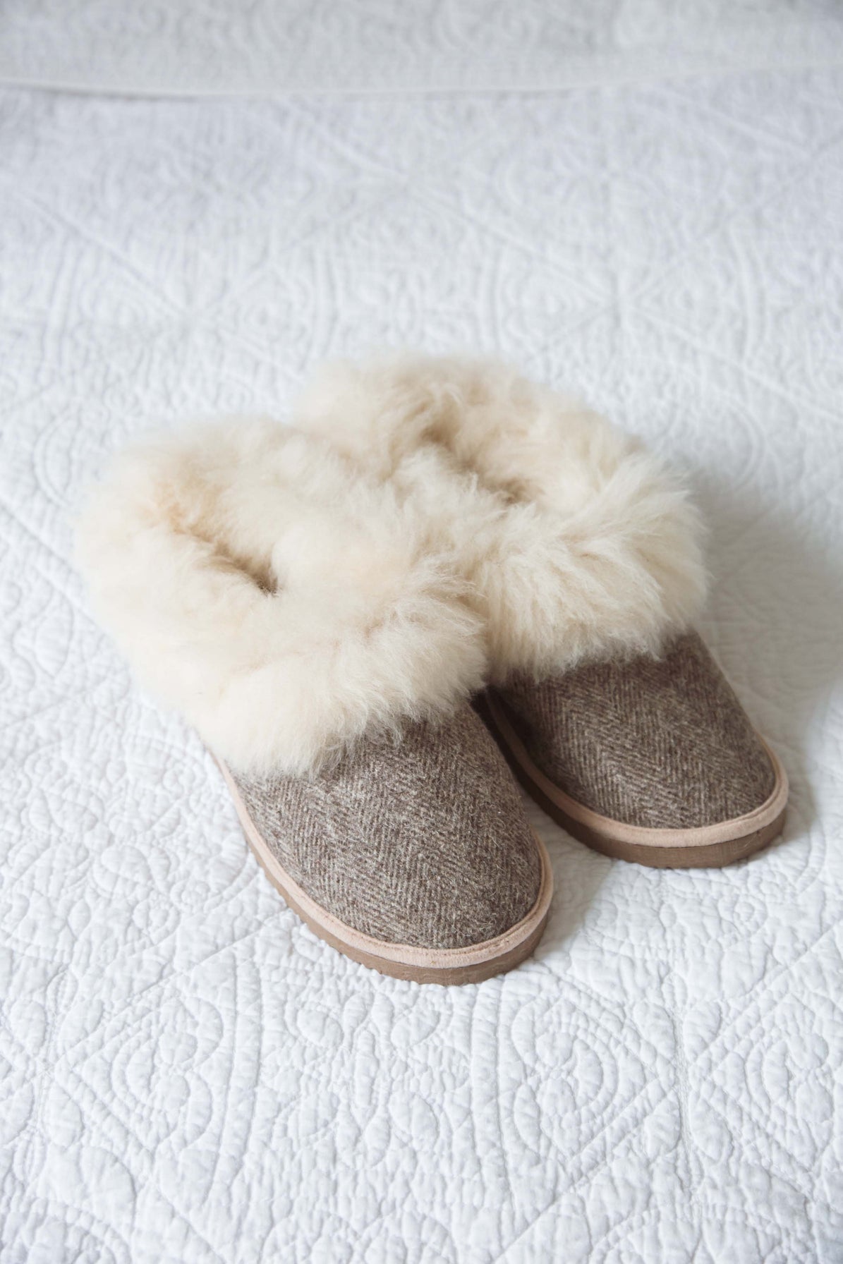 Pantufas Sheepskin Herringbone Slippers