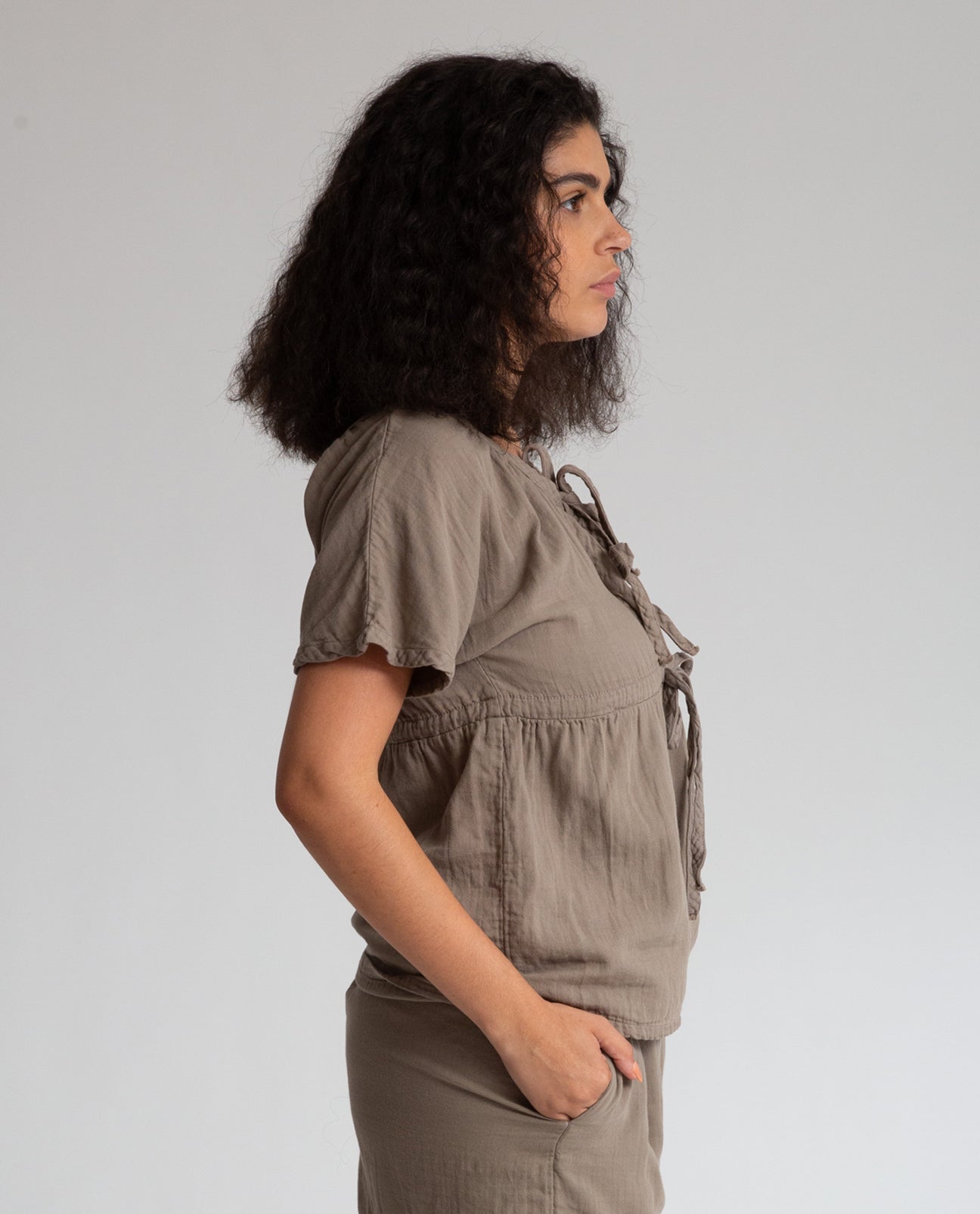 Imogen Organic Cotton Top In Olive