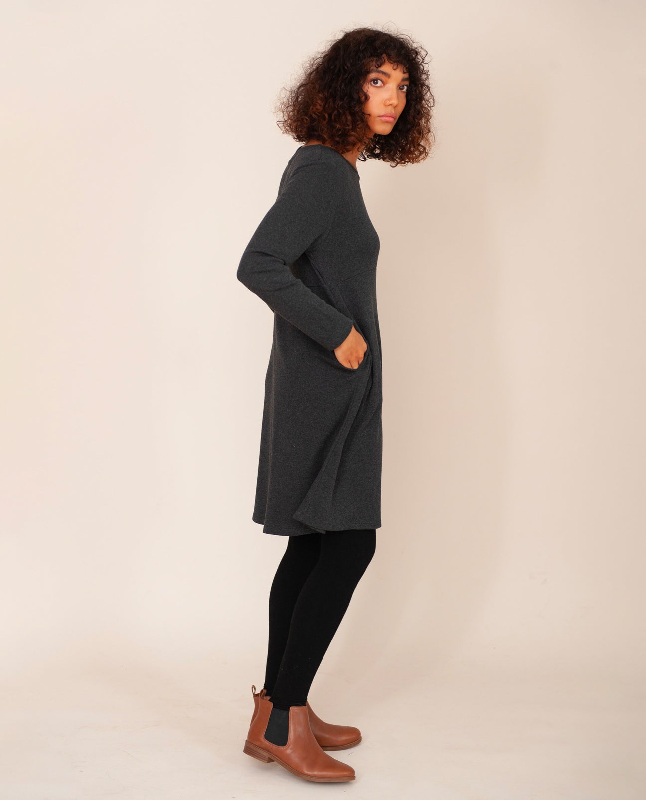 IRIS Lyocell Jersey Dress In Grey Marl