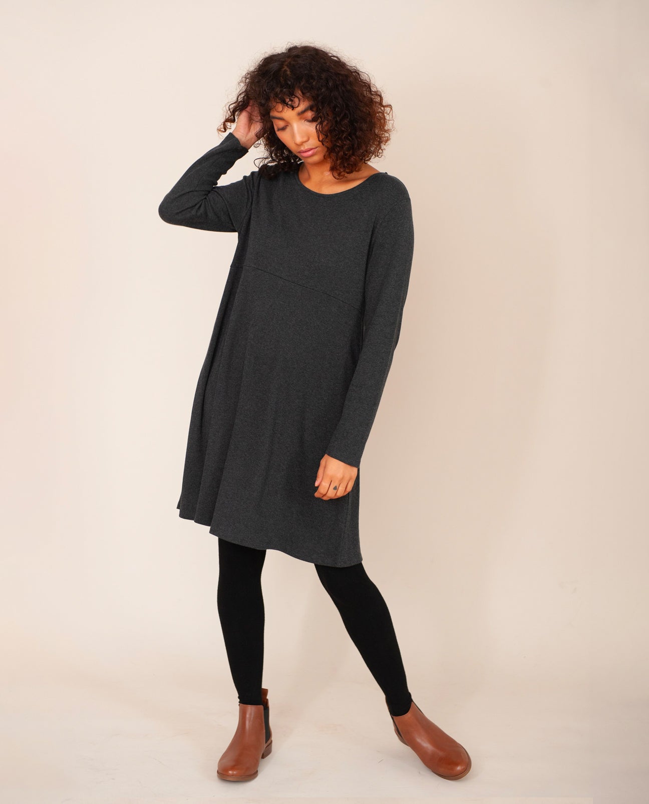 IRIS Lyocell Jersey Dress In Grey Marl