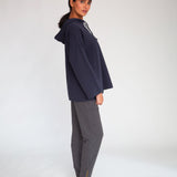 Isla Organic Cotton Trousers In Dark Grey Marl