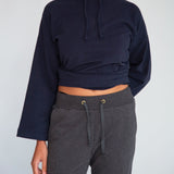 Isla Organic Cotton Trousers In Dark Grey Marl
