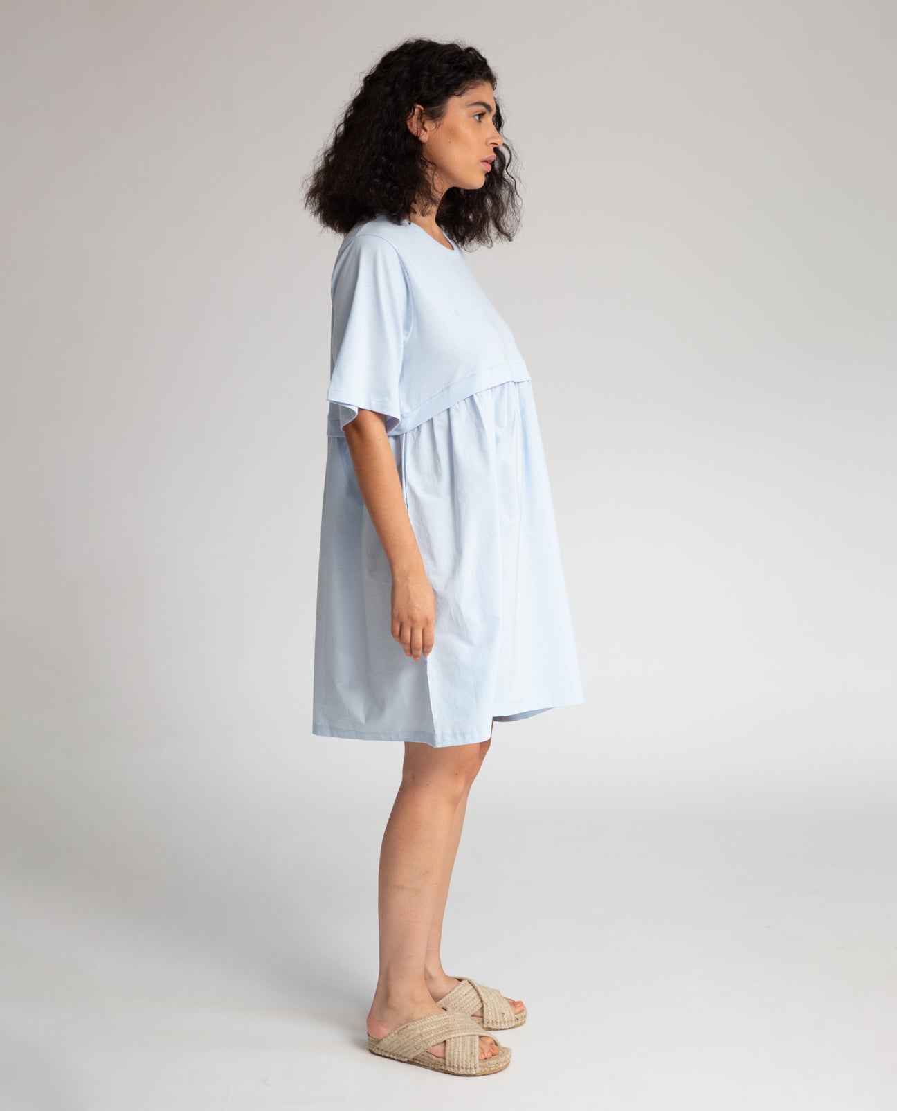 Jaina Organic Cotton Dress In Pale Blue