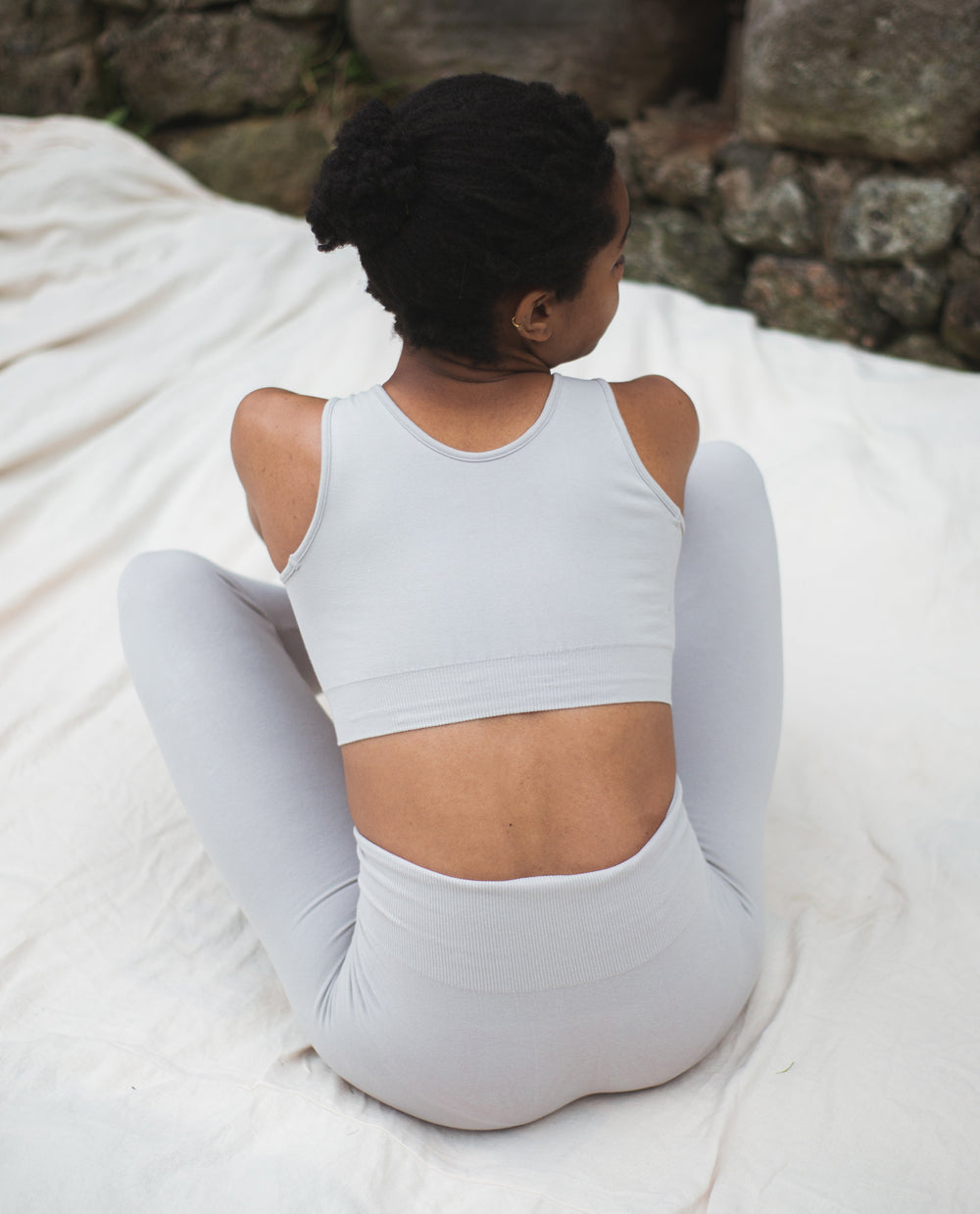 Jo-Jane Organic Cotton Yoga Bra In Grey