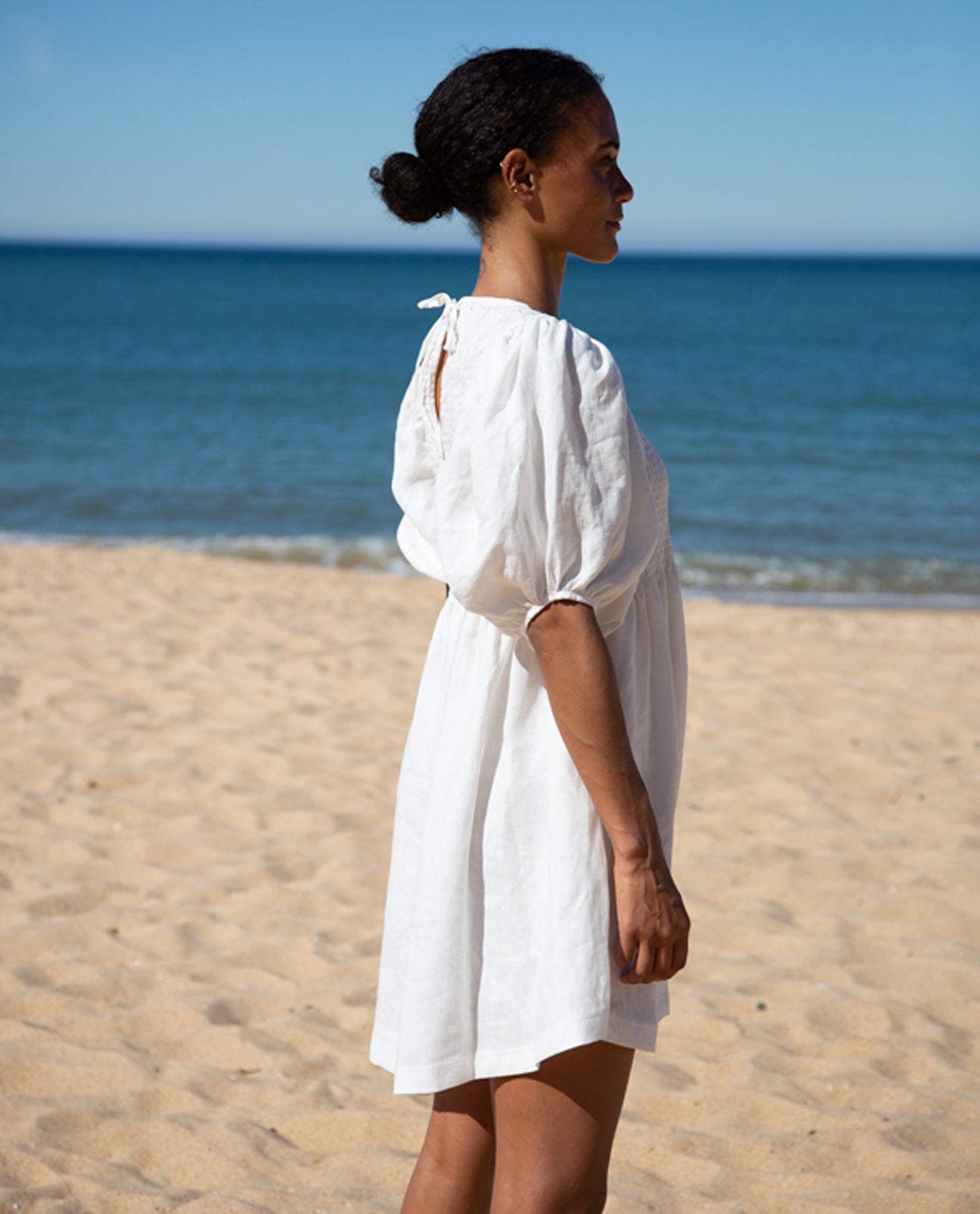 Layrah-May Linen Dress In White