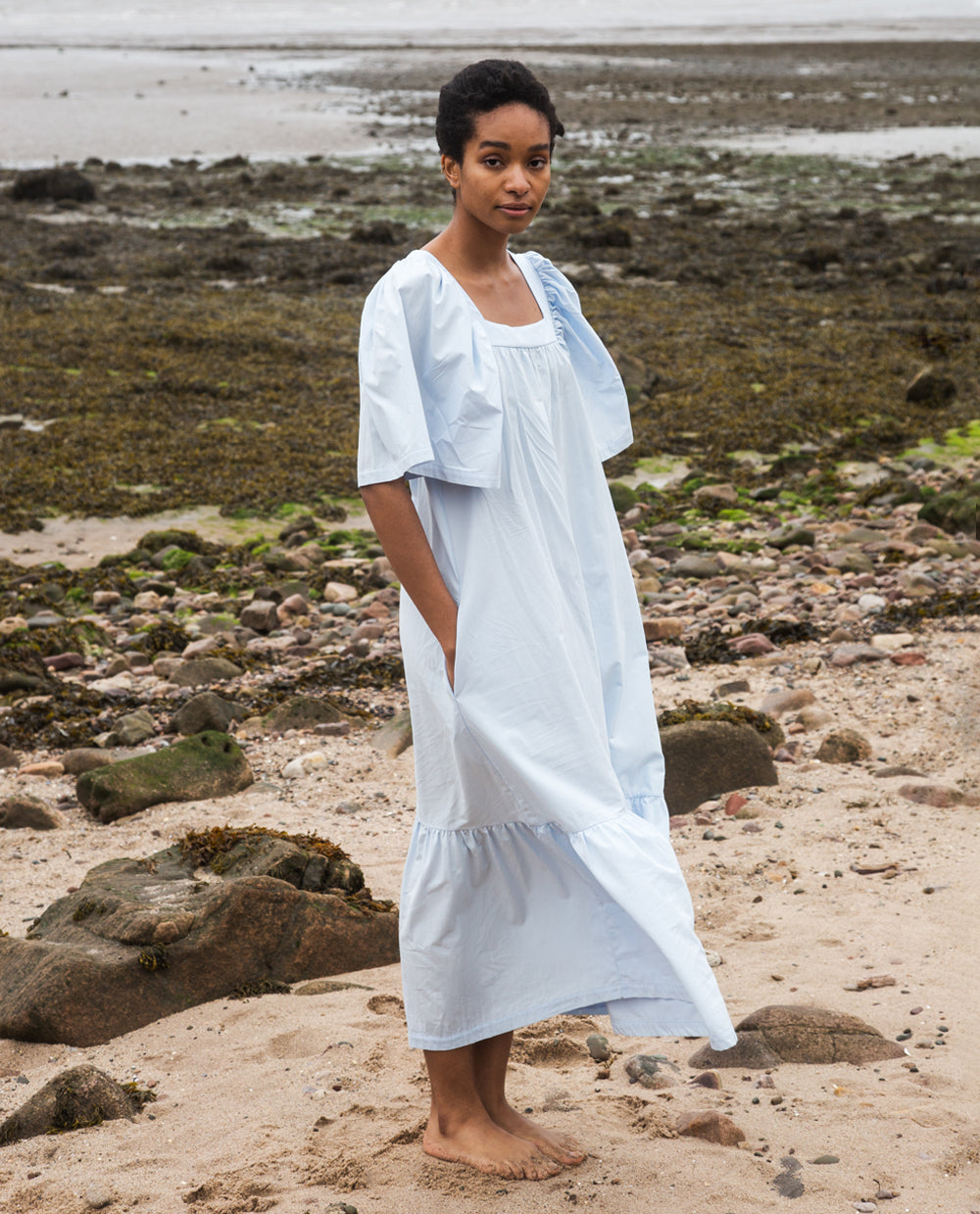 Lesley Organic Cotton Dress In Pale Blue