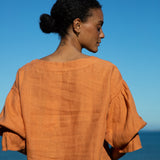 Lexi-May Linen Blouse In Sunset Orange
