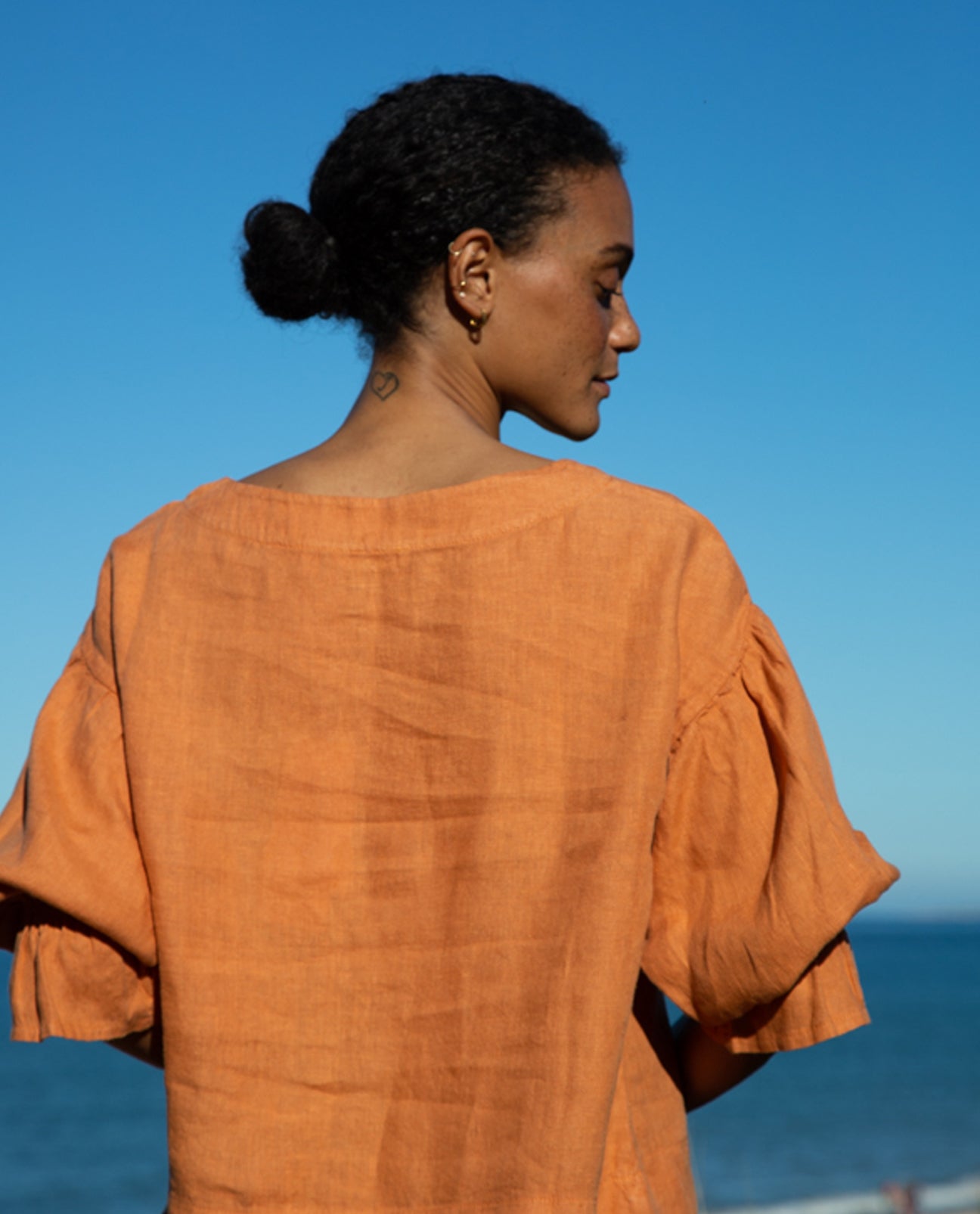 Lexi-May Linen Blouse In Sunset Orange