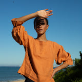 Lexi-May Linen Blouse In Sunset Orange