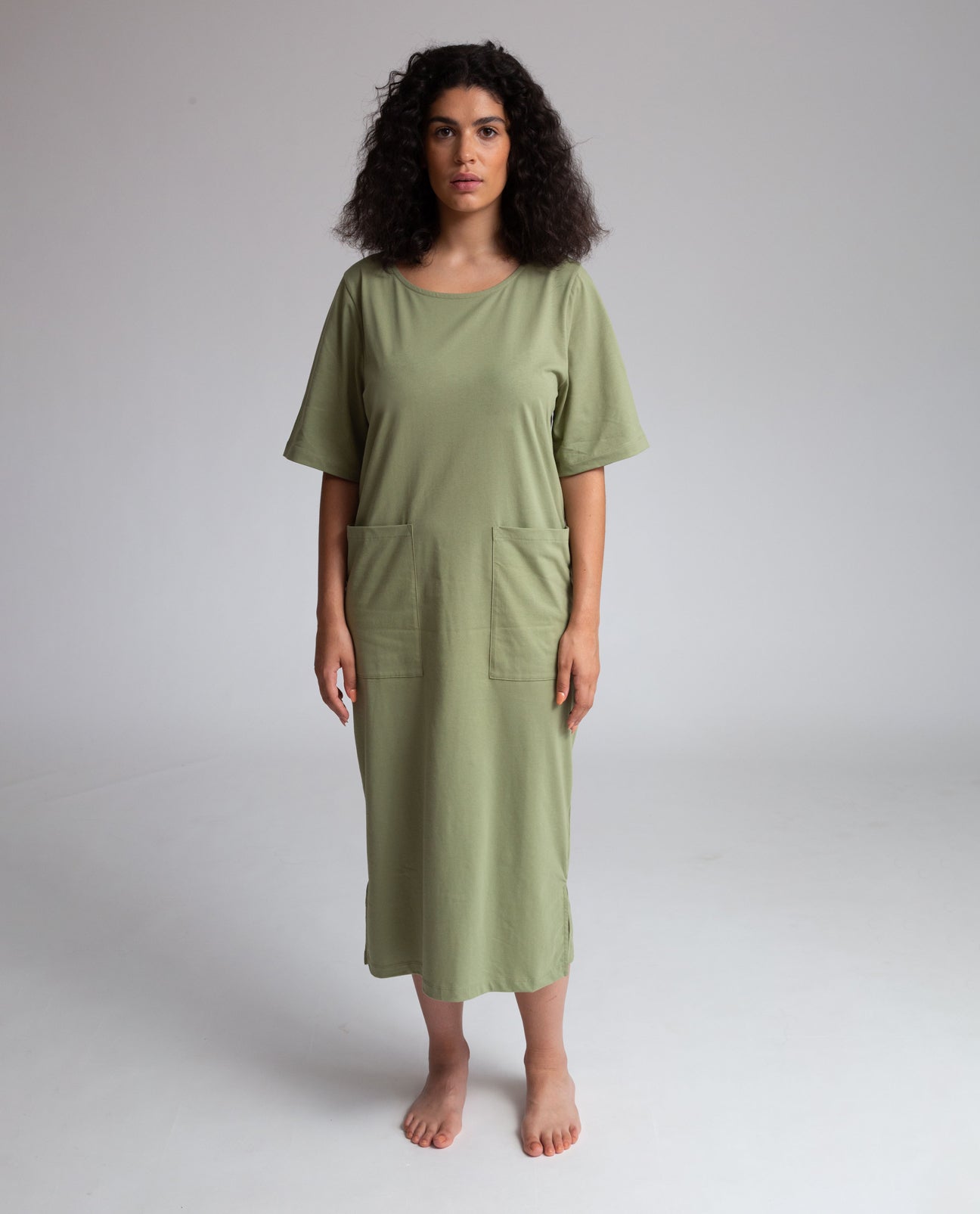 Lillian Organic Cotton Dress In Sage