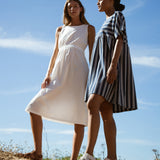 Lois-Sue Organic Cotton Stripe Dress In Indigo & White Stripe
