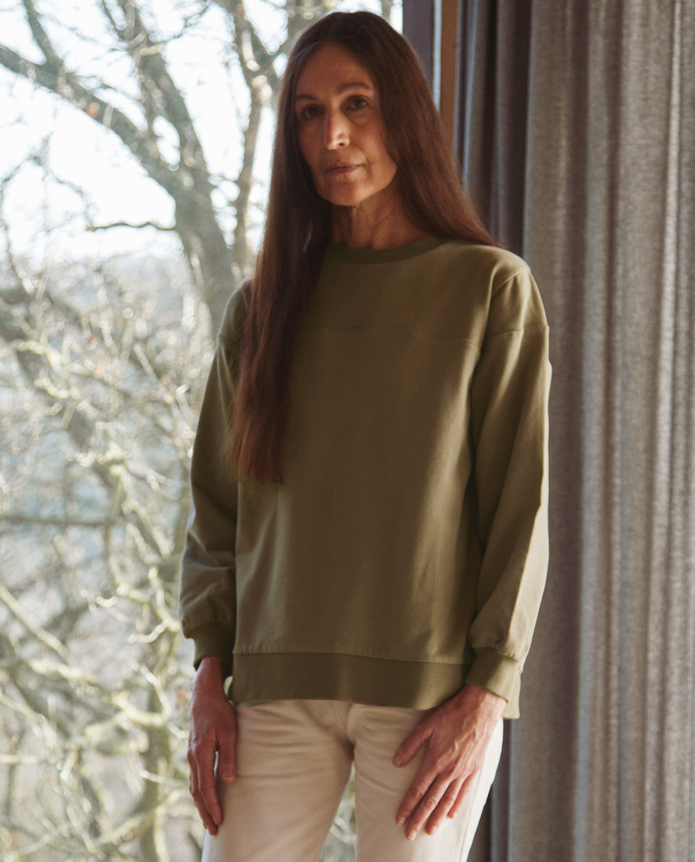 Louisa Organic Cotton Top In Olive