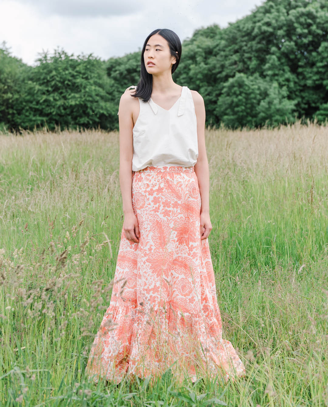 Kali Organic Cotton Skirt In Pink Print