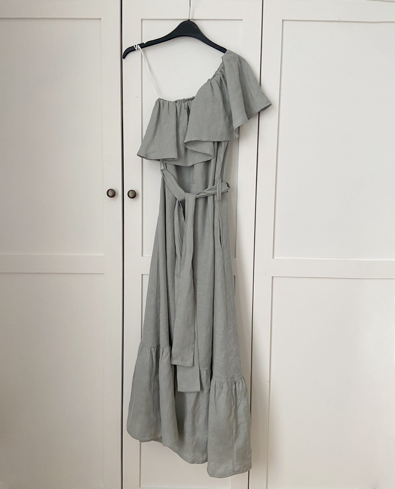 Lucy Linen Dress in Soft Ocean S