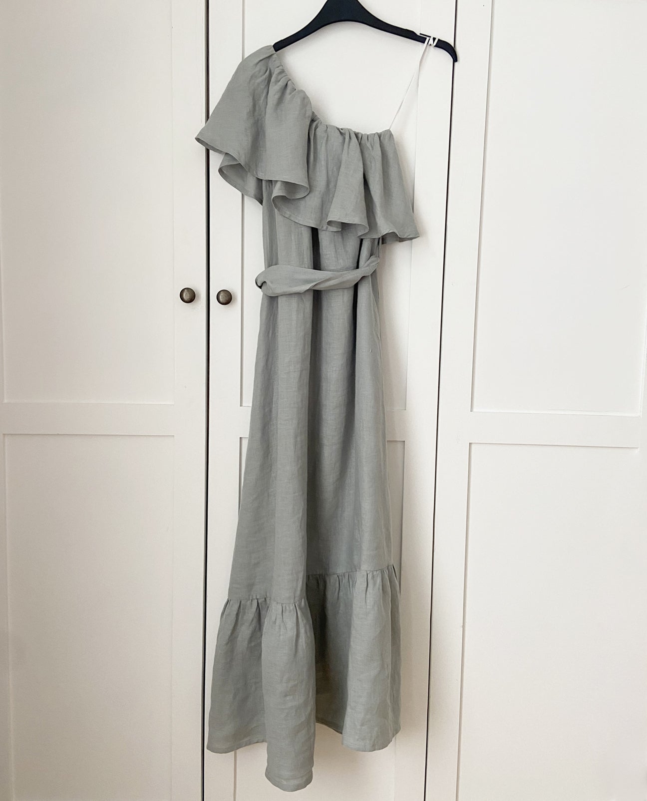 Lucy Linen Dress in Soft Ocean S