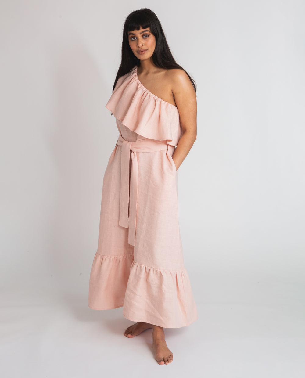 Lucy Linen Dress In Rose
