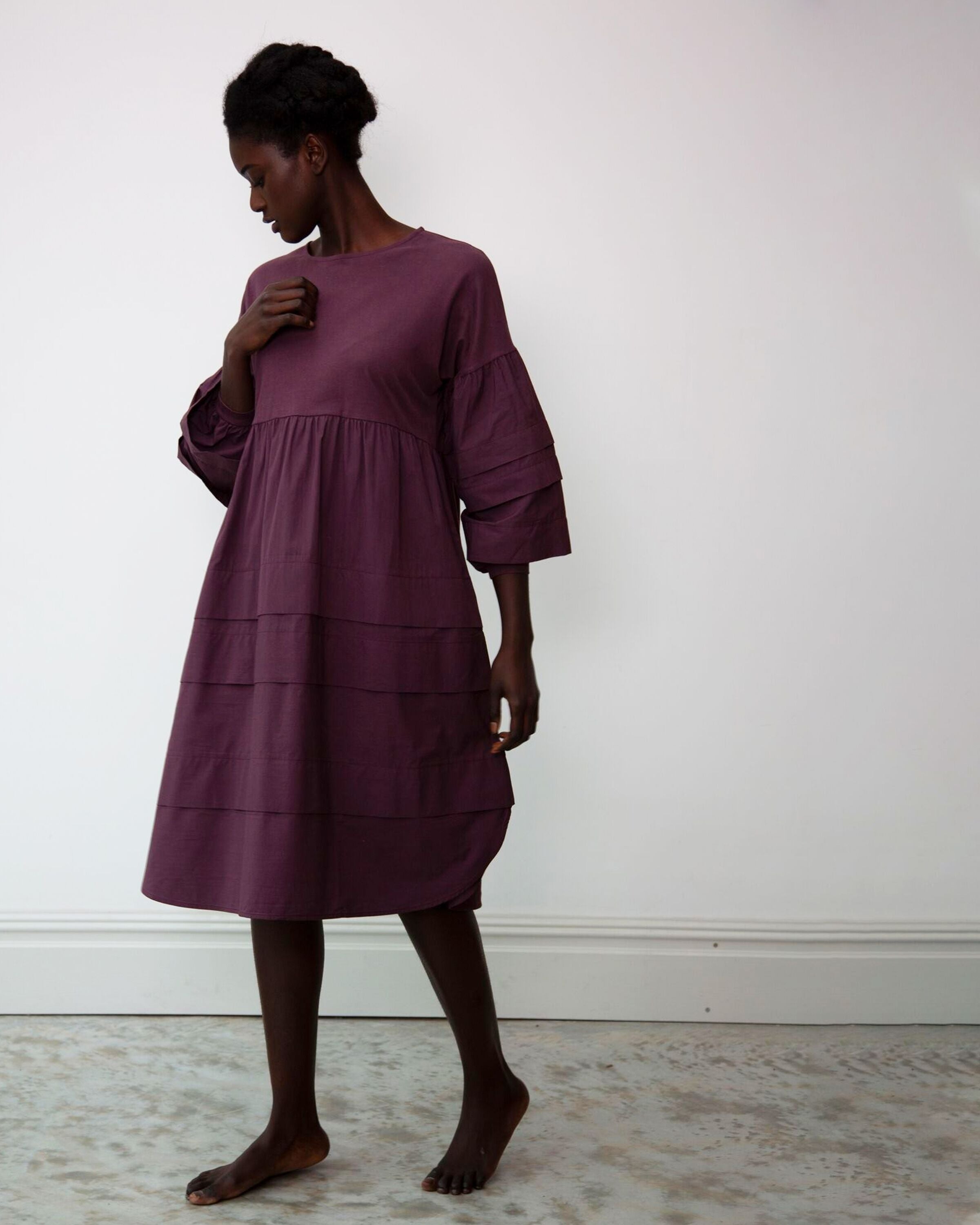 Joselyn Organic Cotton Dress In Plum