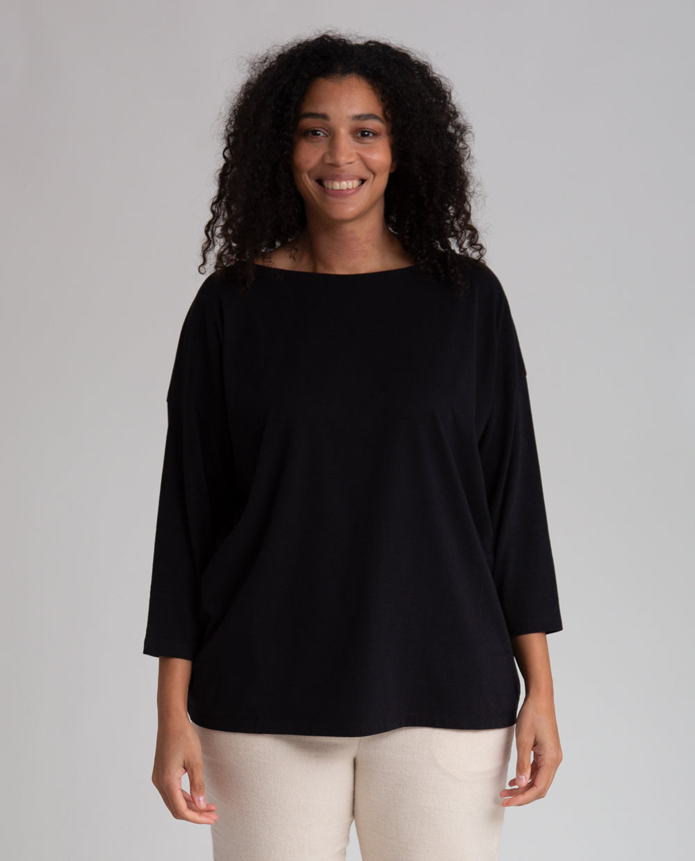 Mafalda Organic Cotton Top In Black