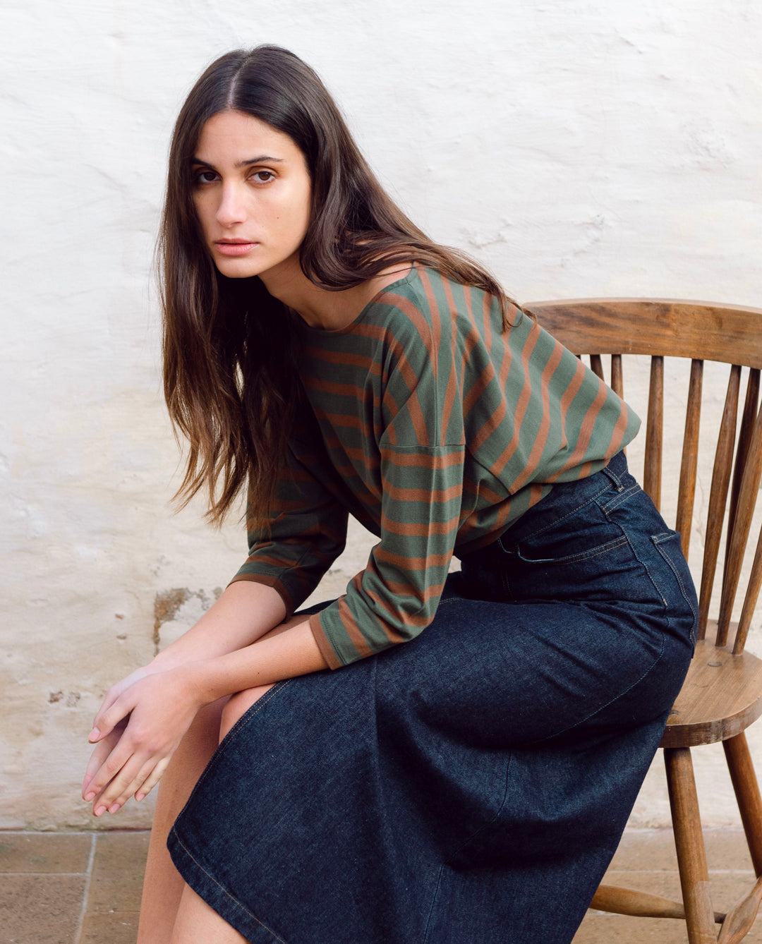 Mafalda-Sue Organic Cotton Top Army & Tan