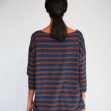 Mafalda-Sue Organic Cotton Top In Navy & Chocolate