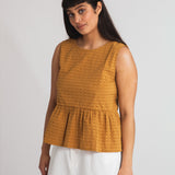 Marcia Cotton Seersucker Top In Burnt Ochre