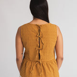 Marcia Cotton Seersucker Top In Burnt Ochre