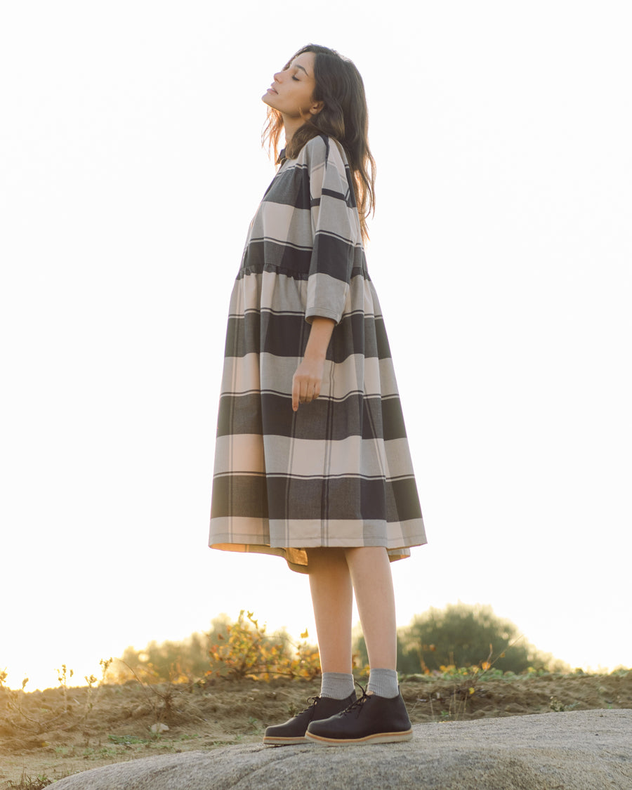 Marge-Cay Organic Cotton Dress In Bold Check