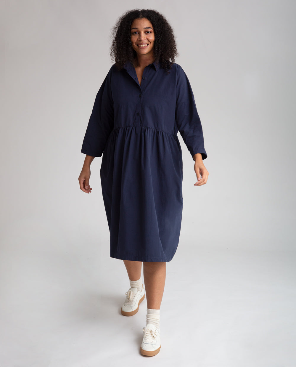 Marge Organic Cotton Dress In Navy