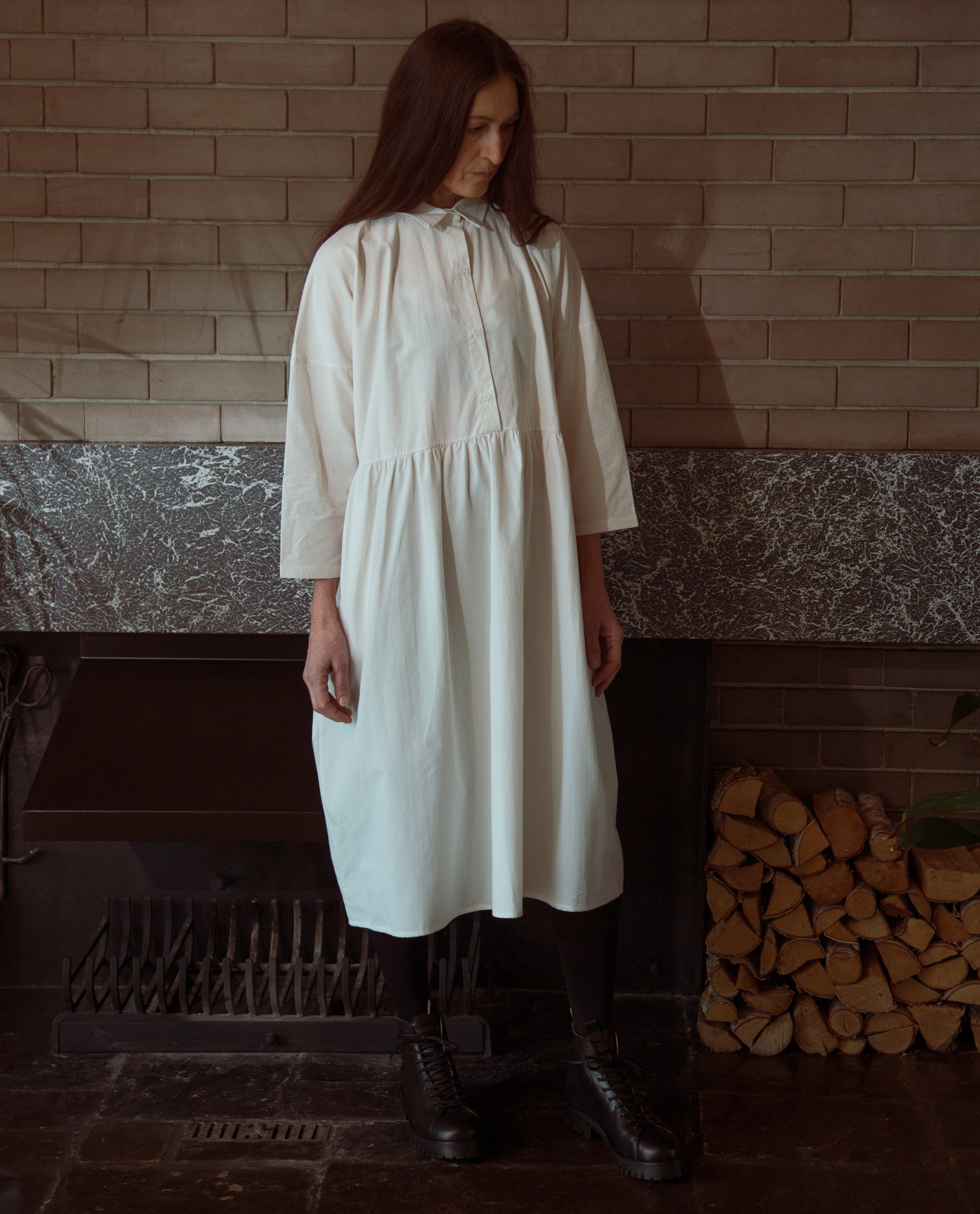 Marge Organic Cotton Dress In Perfectly Pale