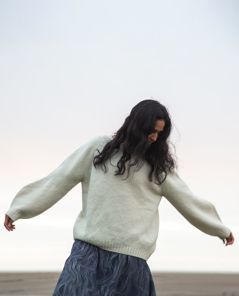 Maria Lambs Wool Jumper In White Un-Dyed