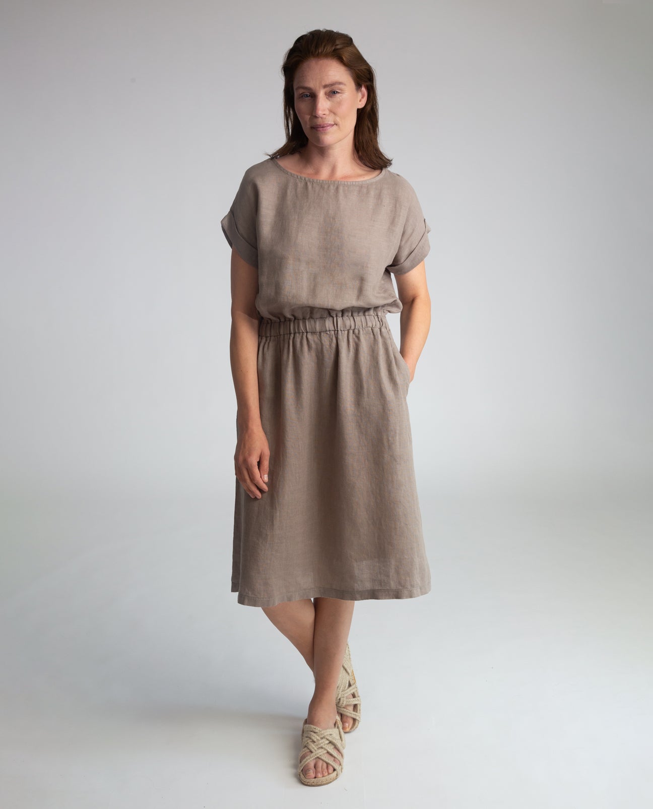 Marissa-May Linen Dress in Olive