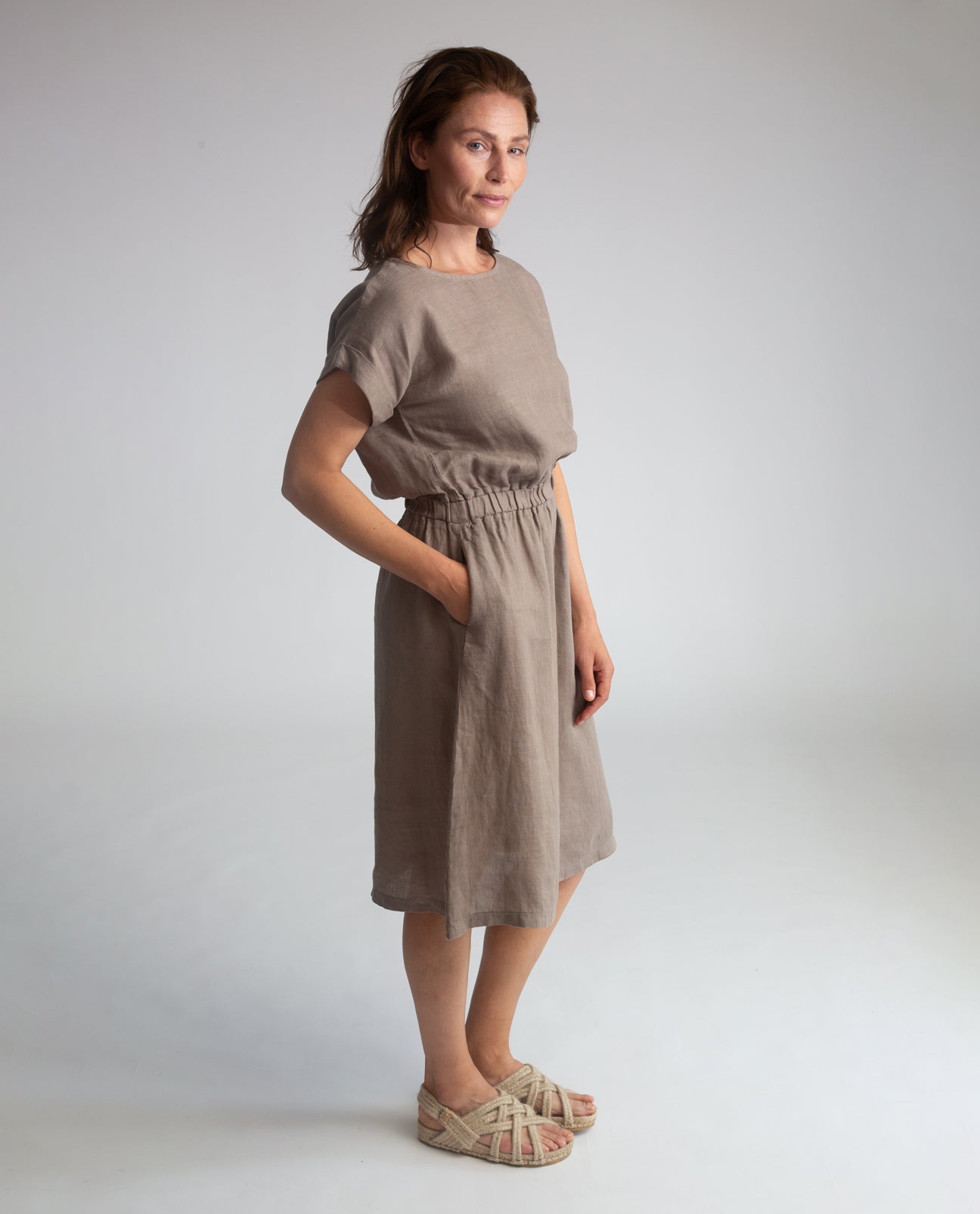 Marissa-May Linen Dress in Olive