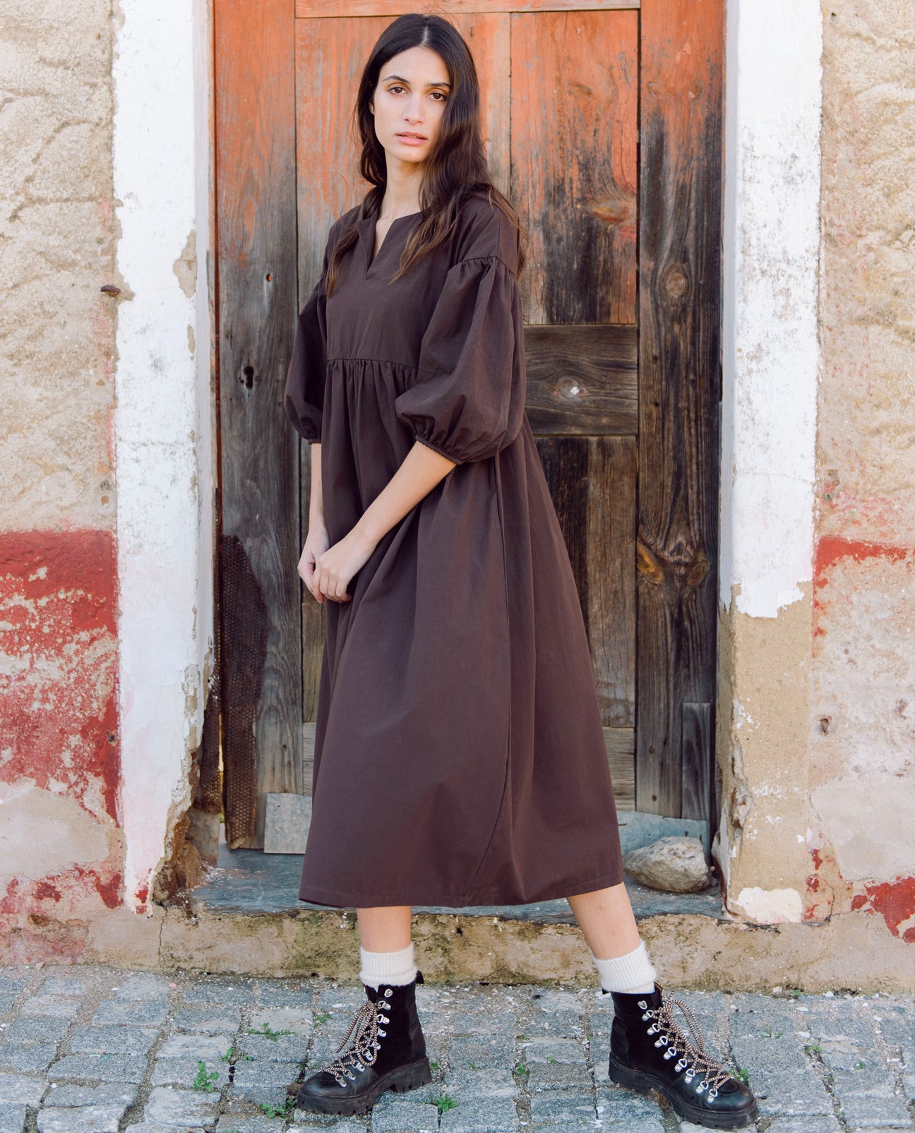 Meilani Organic Cotton Dress In Chocolate