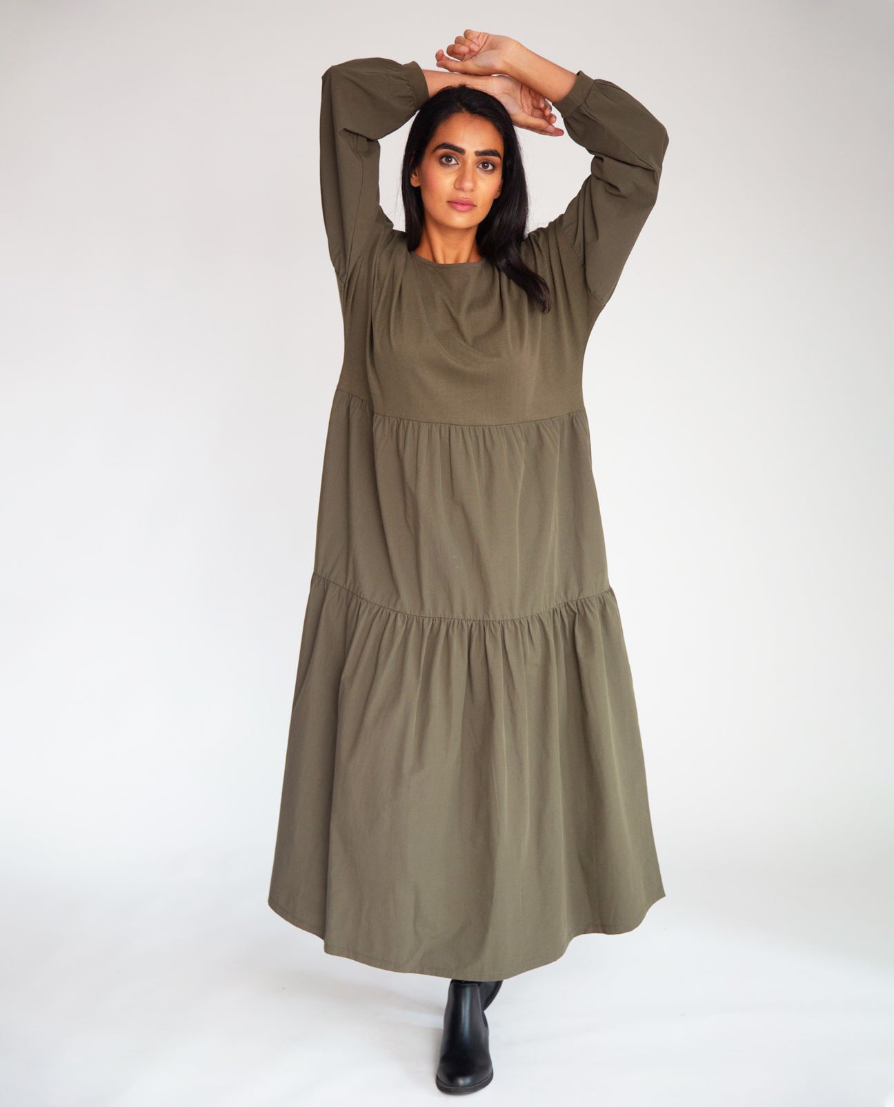 Mirabelle Organic Cotton Dress In Army