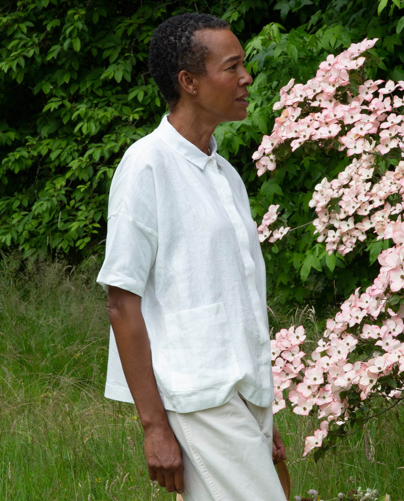 Naomi-May Organic Cotton & Linen Shirt In Off White