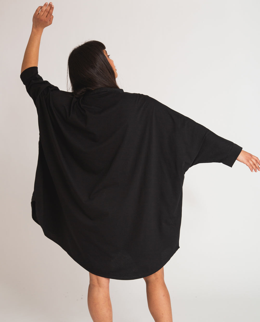Navaeh-May Organic Cotton & Linen Dress In Black