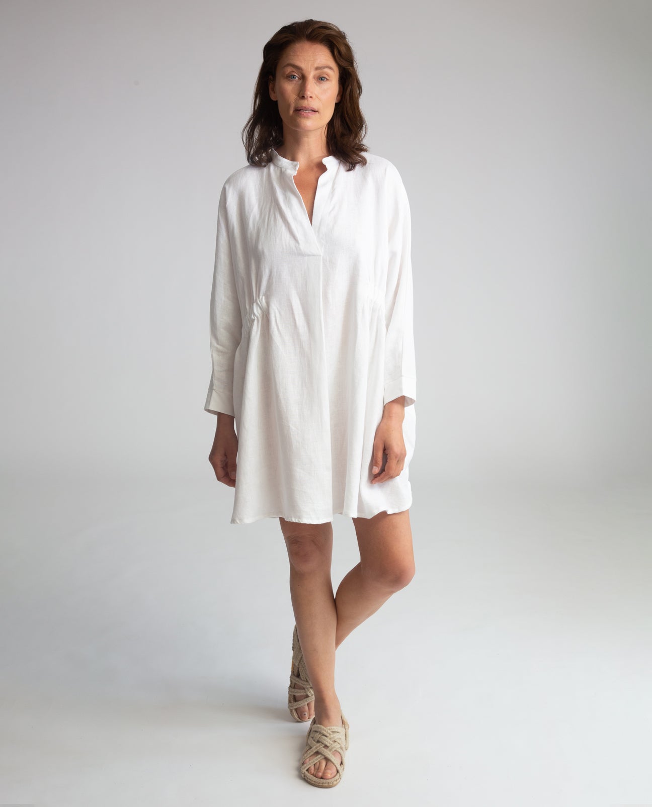 Navaeh-May Organic Cotton & Linen Dress In White