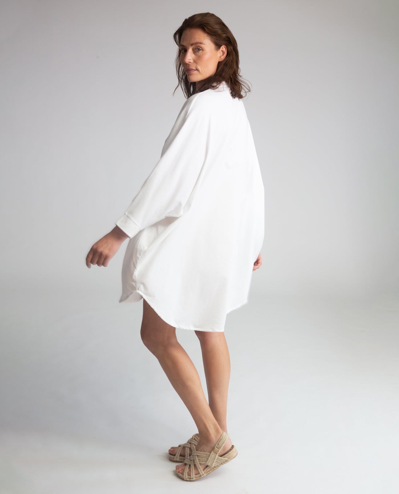 Navaeh-May Organic Cotton & Linen Dress In White