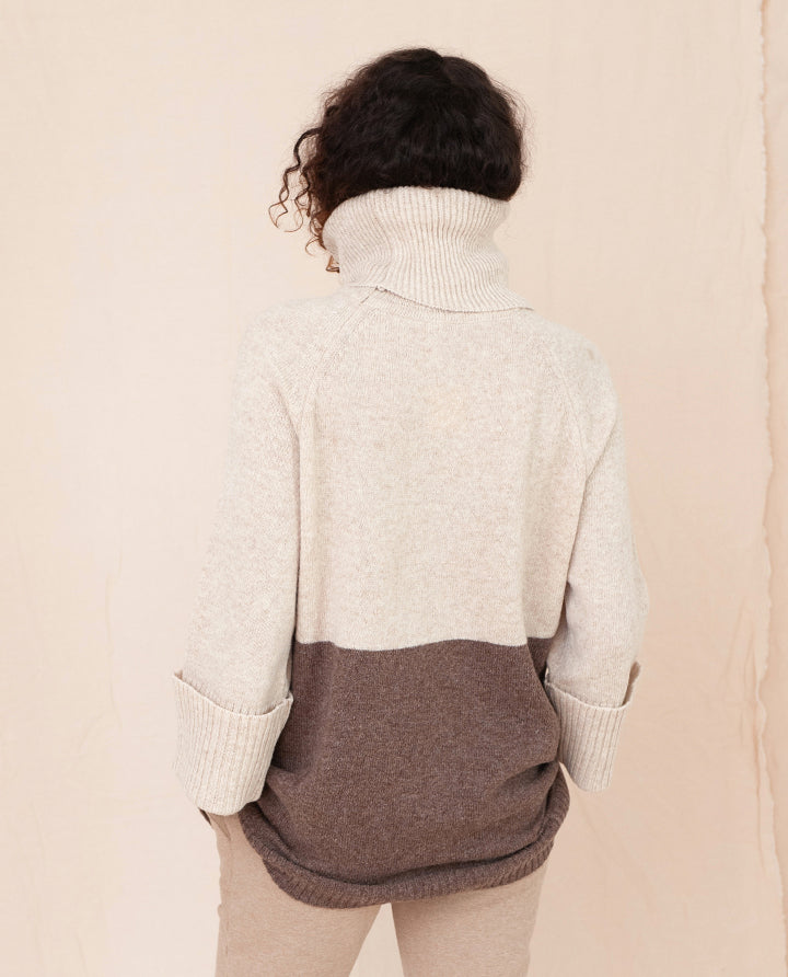 NELL Wool Jumper In Oat And Brown