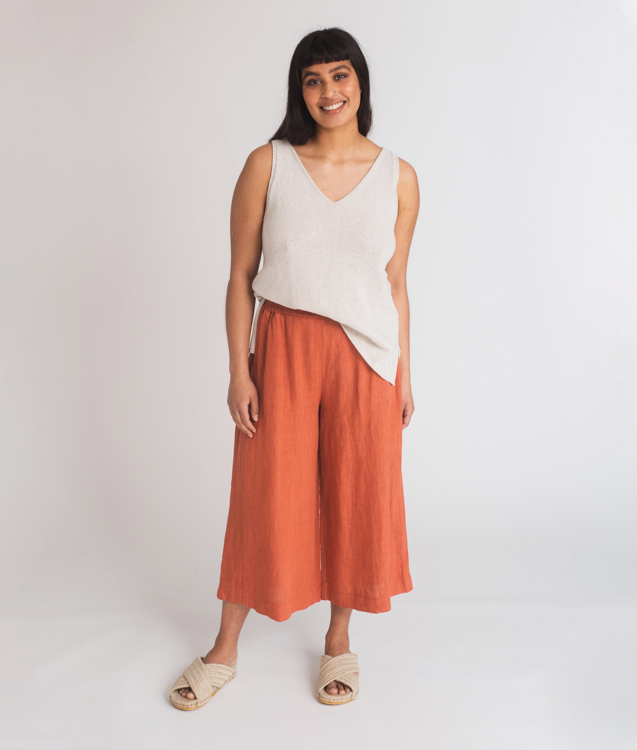 Nicole-May Linen Trousers In Clay