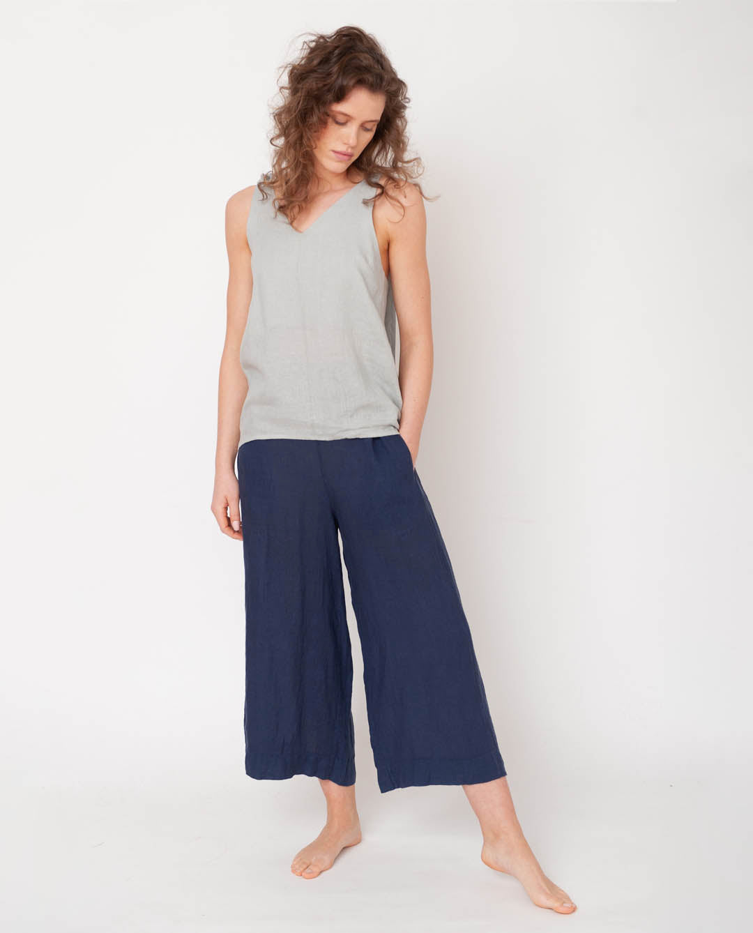 Nicole-May Linen Trouser In Midnight