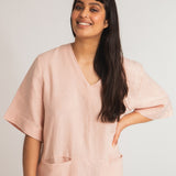Nova Linen Jumpsuit In Rose