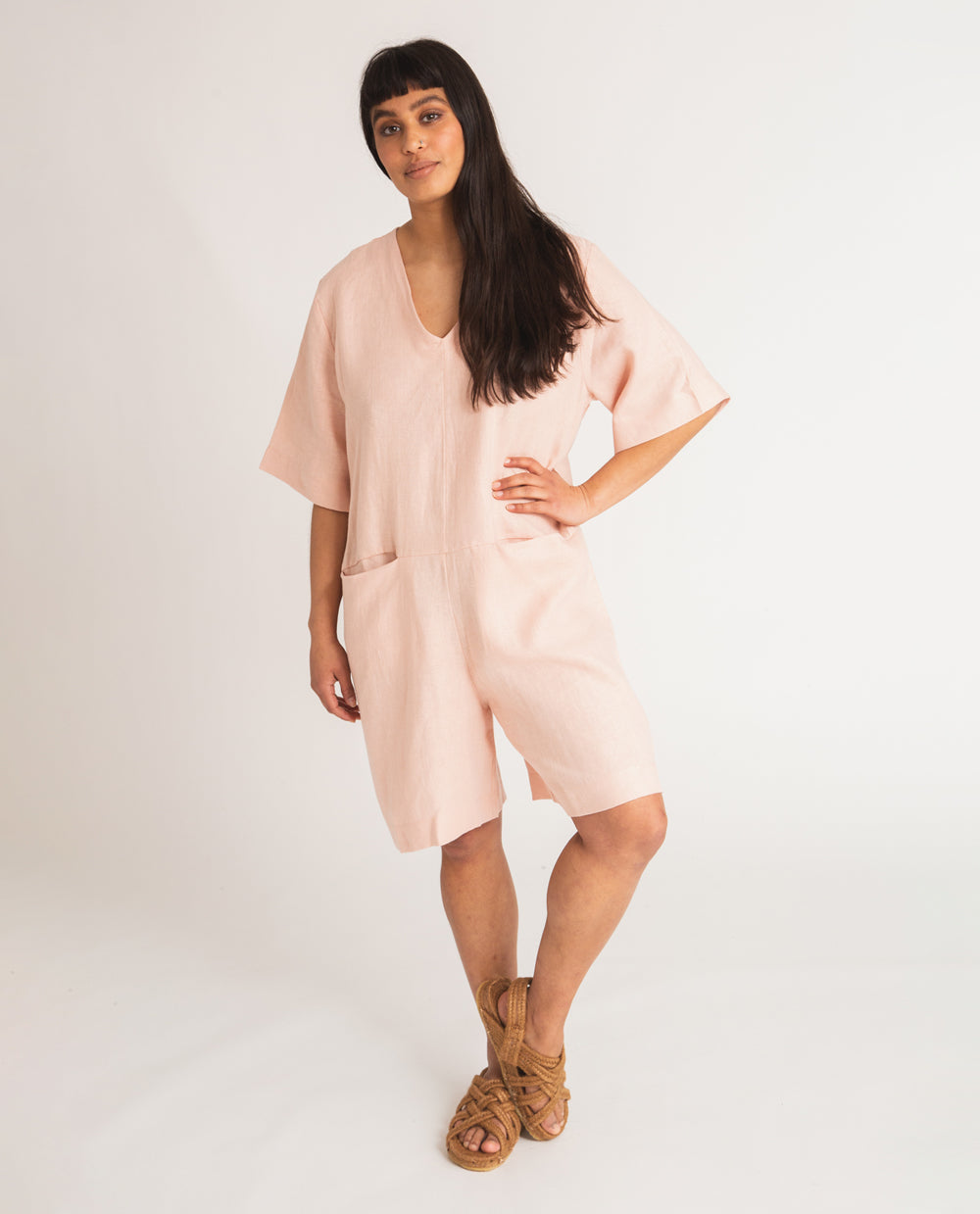 Nova Linen Jumpsuit In Rose