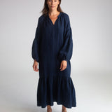 Odessa Linen Dress In Navy