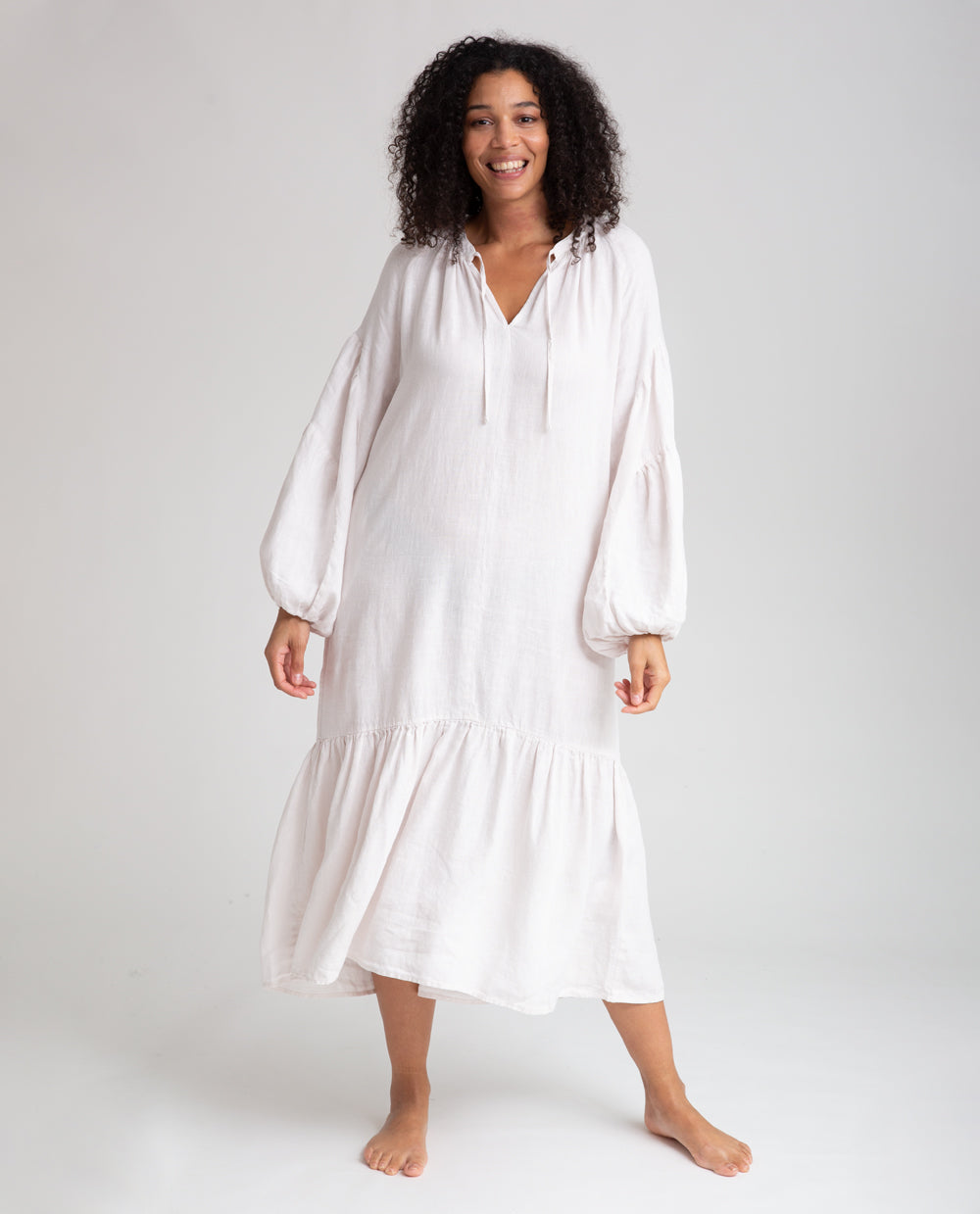 Odessa Linen Dress In Perfectly Pale
