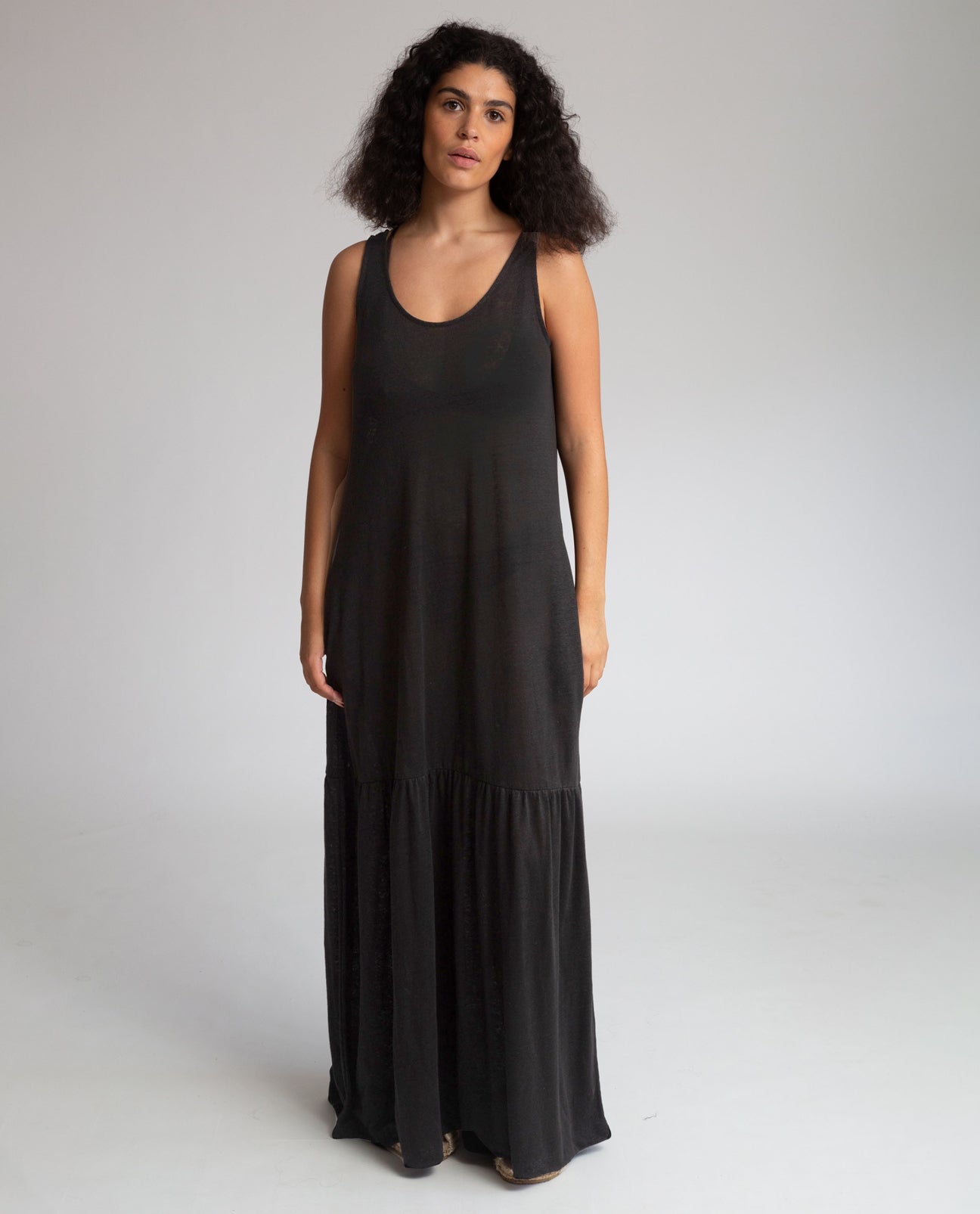 Opal Linen Jersey Dress in Black