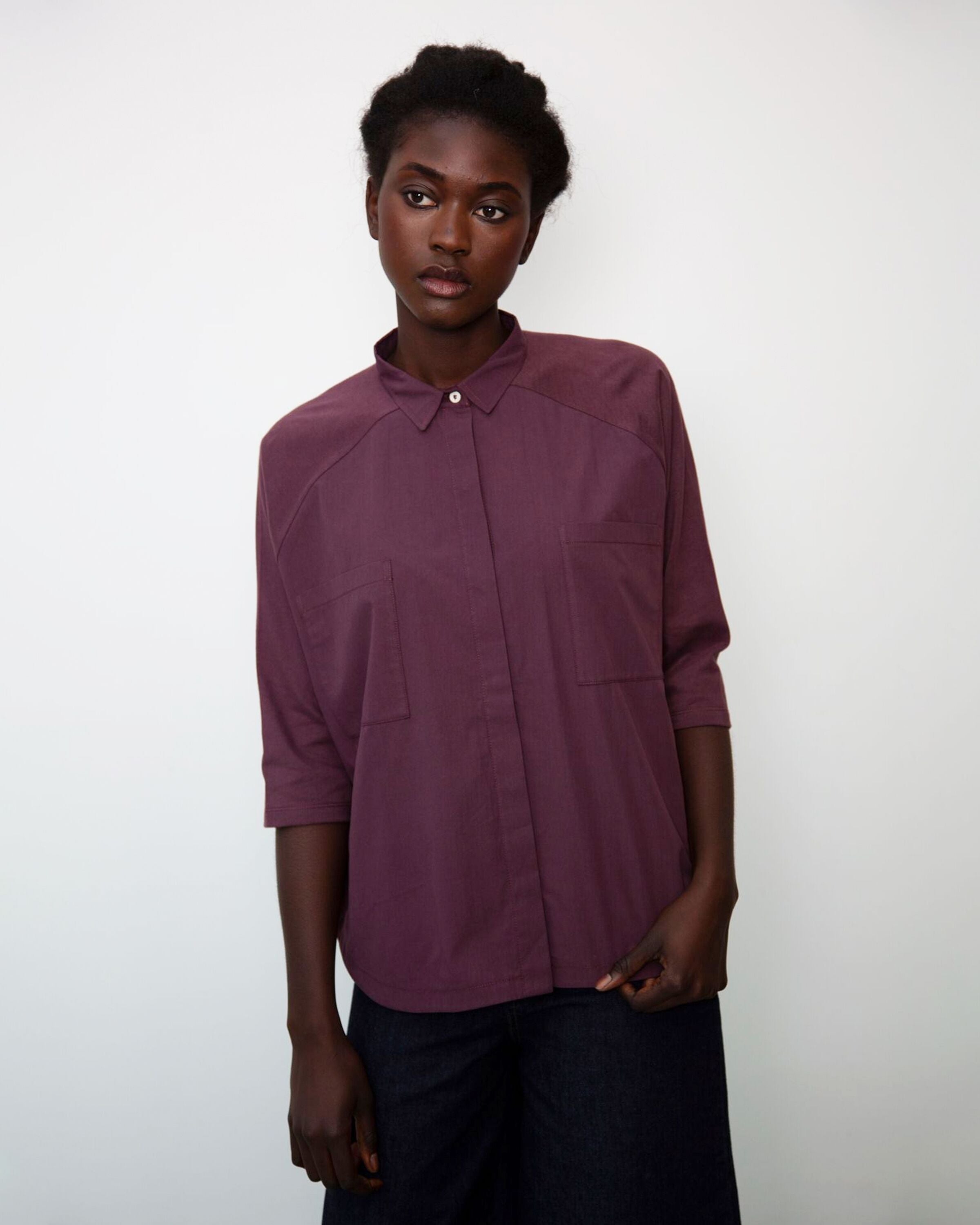 Stephanie Organic Cotton Shirt In Plum