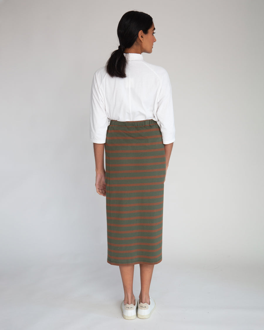 Pam-Sue Organic Cotton Skirt In Army & Tan
