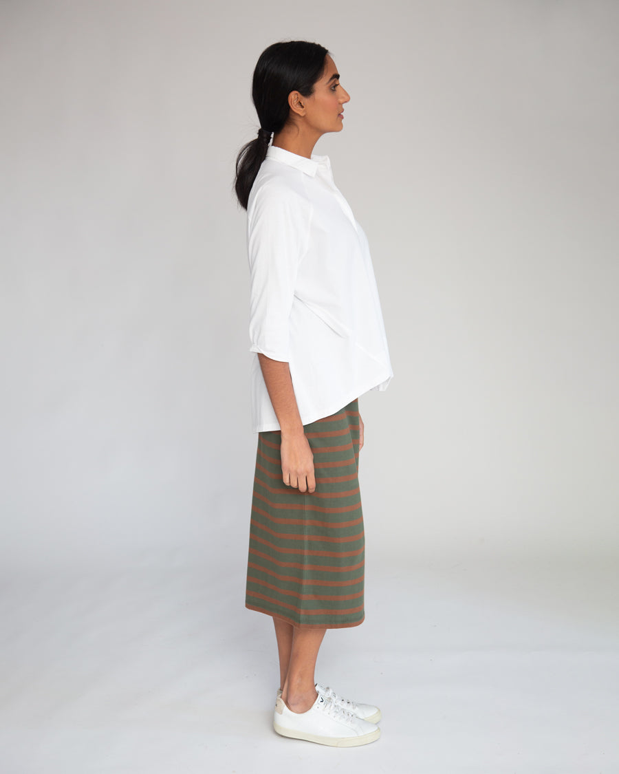 Pam-Sue Organic Cotton Skirt In Army & Tan