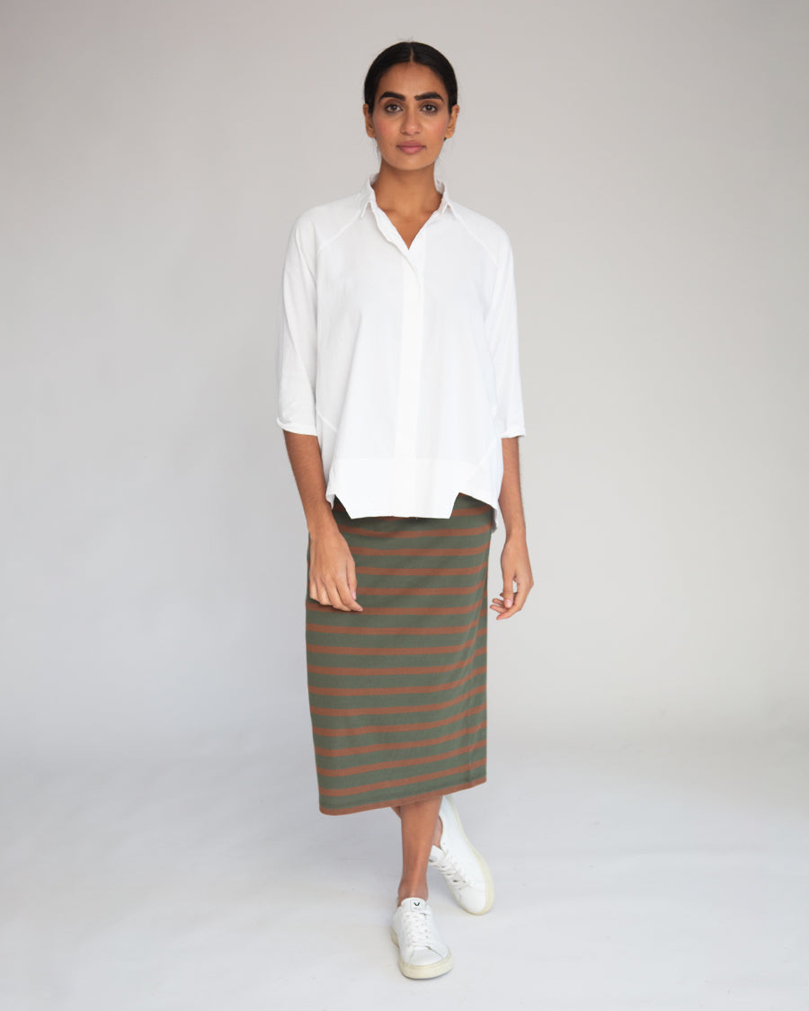 Pam-Sue Organic Cotton Skirt In Army & Tan